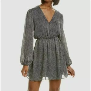 Leyden Woman's Wrap Black Printed Mini Dress